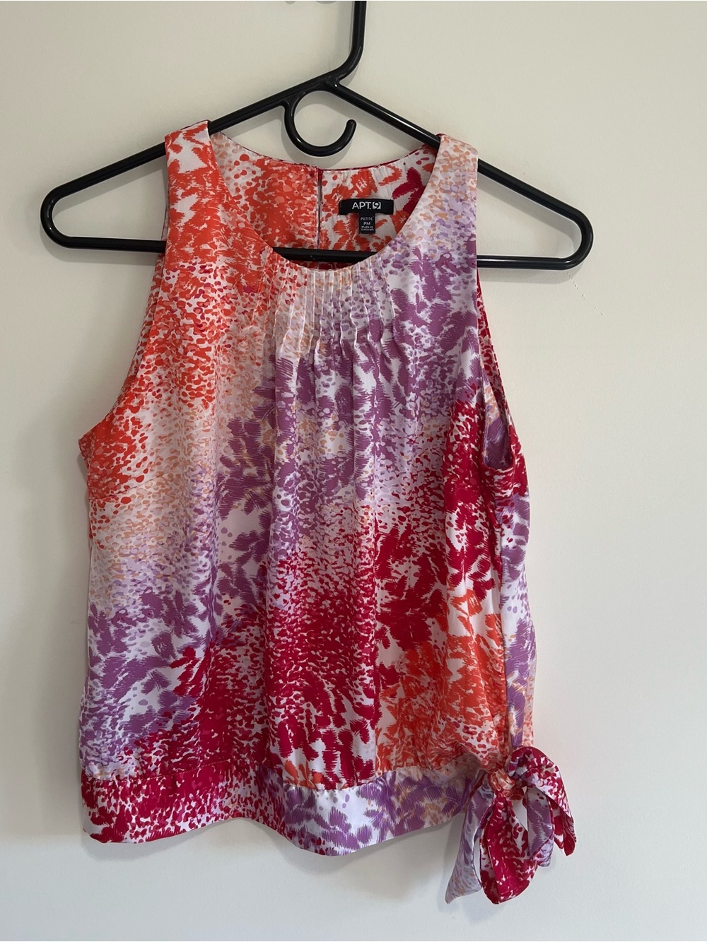 Apt. 9 Red Purple Orange Abstract Print Tie-Hem Sleeveless Top - Size PM